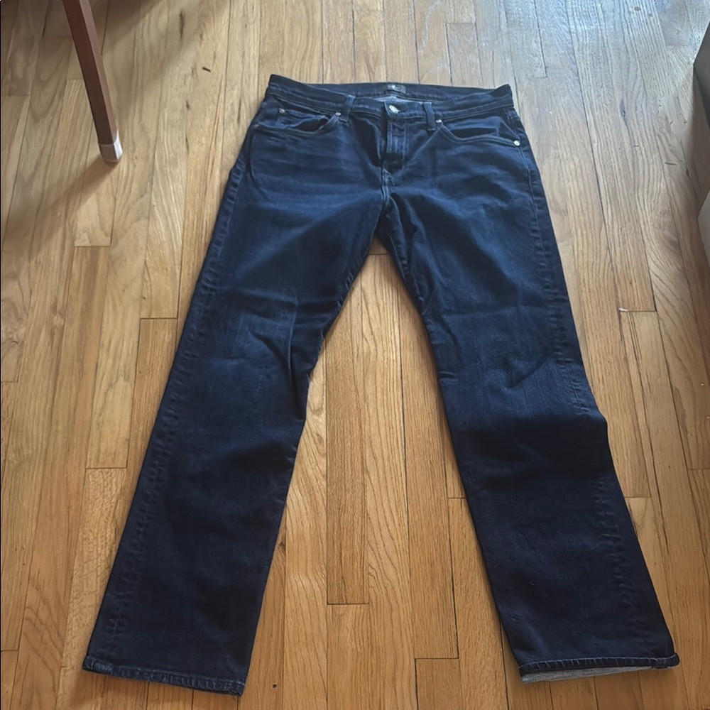 7 For All Mankind Men's Deep Indigo Straight Jeans